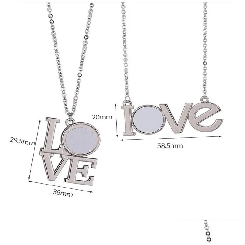 Pendant Necklaces Fashion Diy Sublimation Blank Heart Necklace Designer Woman Jewelry Love Letters Sier Plated Couples For Man Women Dhgry