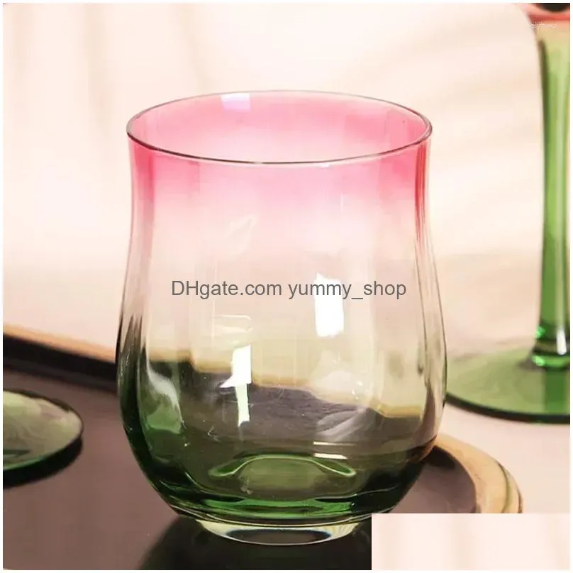 wine glasses creative vintage red glass artificially blown gradient tall cup human flower blooming cocktail
