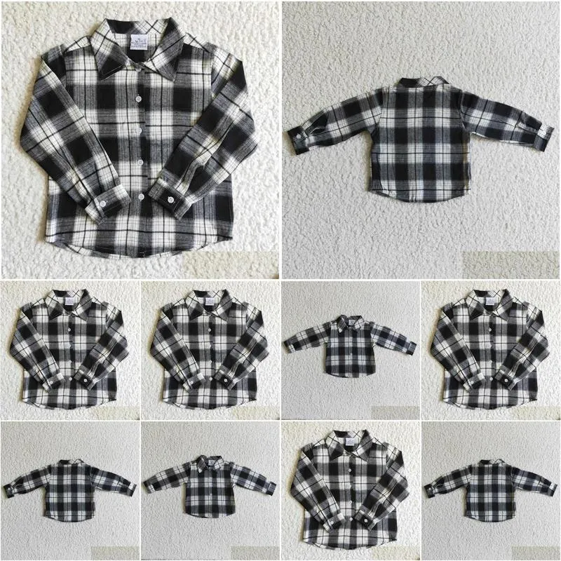 Jackets 2024 Arrivals RTS Fashion Long Sleeve Shirts Little Kids Plaid Tops Boys Polo T Children`s Fall