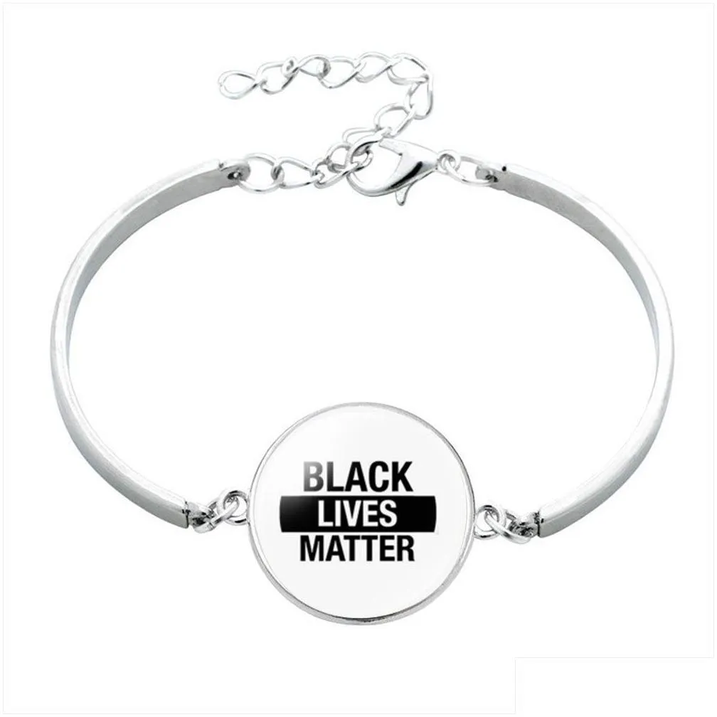 women bangle bracelets black lives matter i cant breathe fist peace power us black protest fashion charm bracelet silver letter jewelry