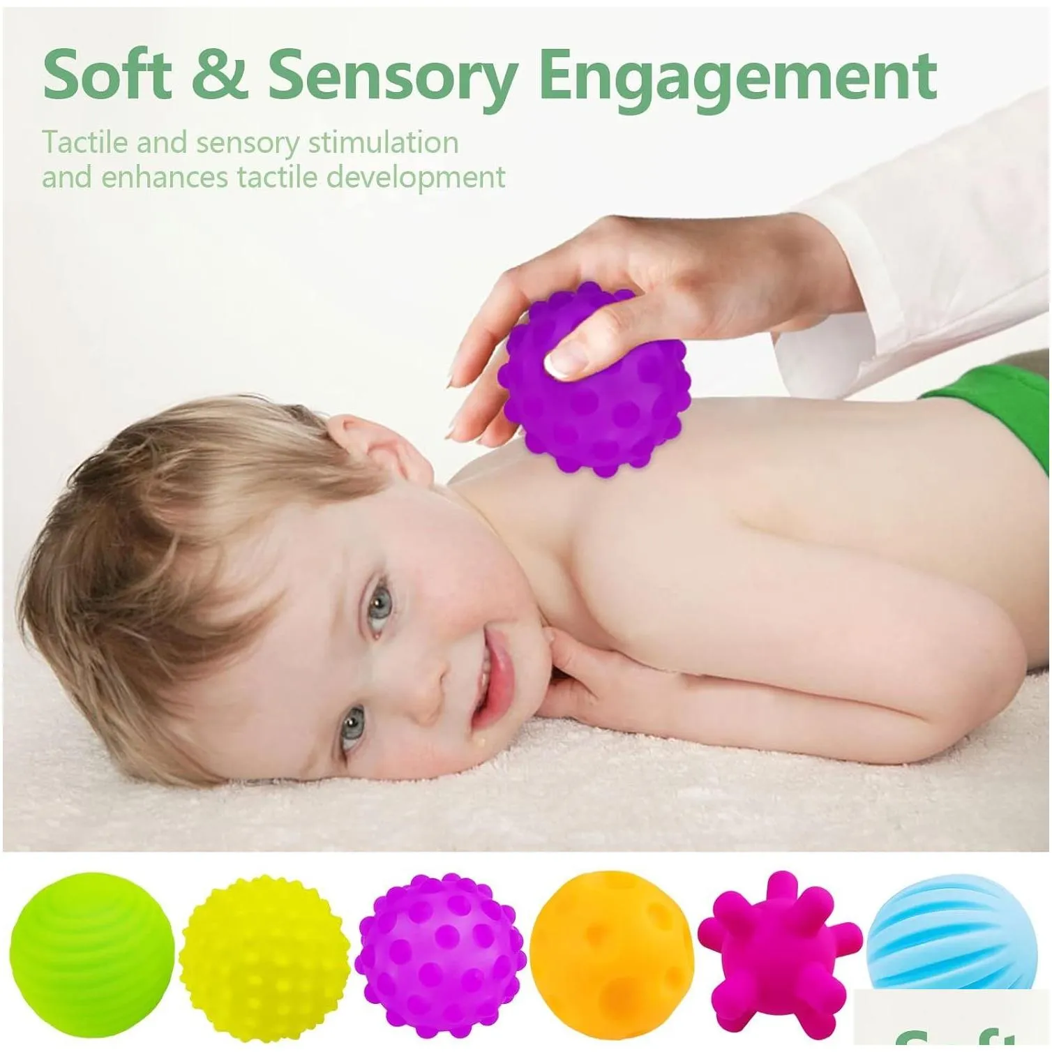 Other Toys Sensory Balls For Baby 6 To 12 Months Toddlers 1-3 Bright Color Textured Mti Soft Ball Gift Sets Montessori Babies 6-12 Inf Ot0Ro