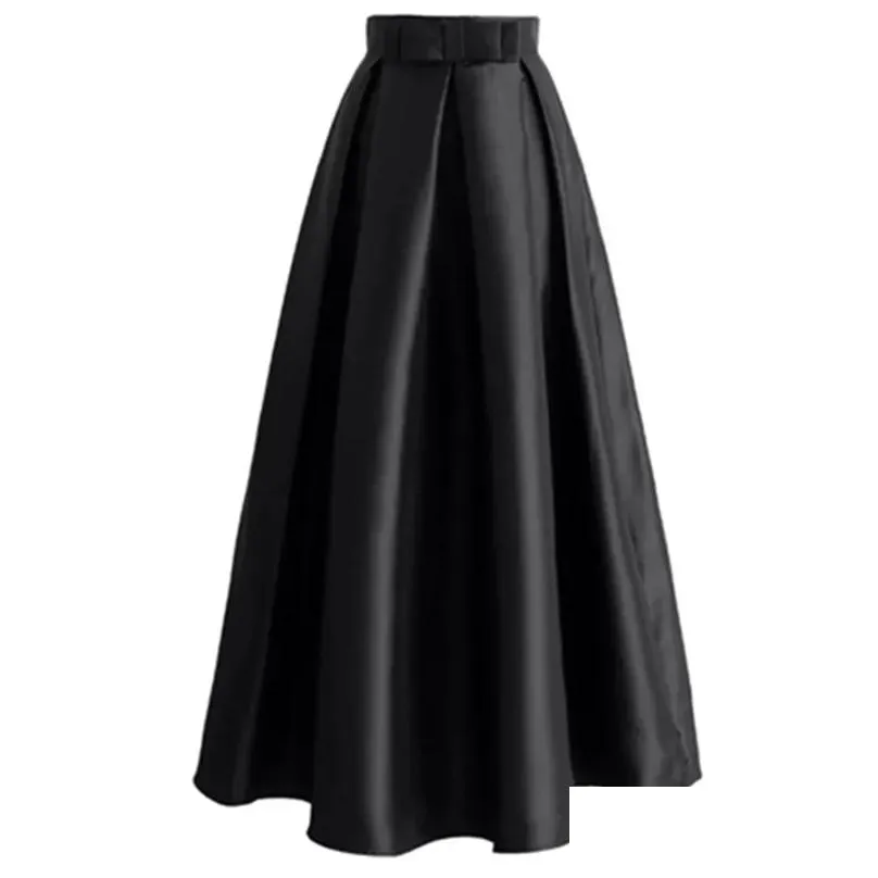 Plus Size Skirts Faldas Mujer Moda Abaya Dubai Turkish Long Pleated Maxi High Waist Skirt Women Jupe Longue Femme Skirts 210311
