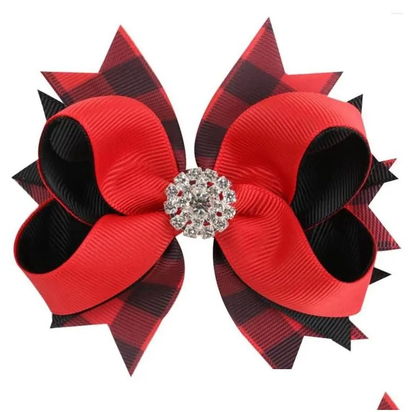 Hair Accessories Christmas Glitter Bow Clip Bowknot Hairpins 4.5inch Barrettes For Children Printing Ornament Hairgrip Party