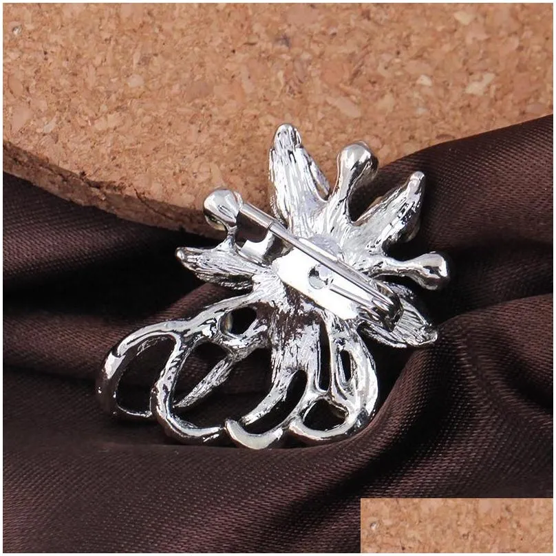 brooch for women wedding broches fashion vintage rhinestone brooch clear crystal flower silver christmas brooches