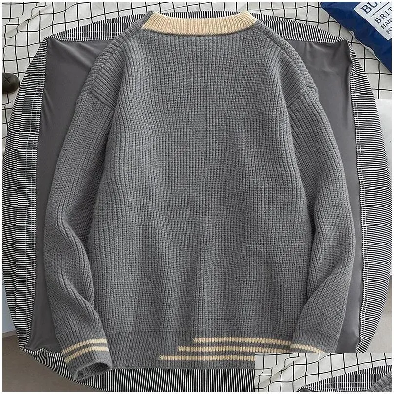 Men`s Sweaters Harajuku All-match Knit Jumper Winter Streetwear High Quality Men Japanese O-neck Sweater Male Fashion Big Size Knitted