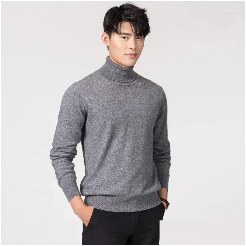 Men`s Sweaters Cashmere Cotton Blend Turtleneck Men Sweater 2024 Autumn Winter Daily High Collar Jumper Jersey Hombre Pull Homme Knit