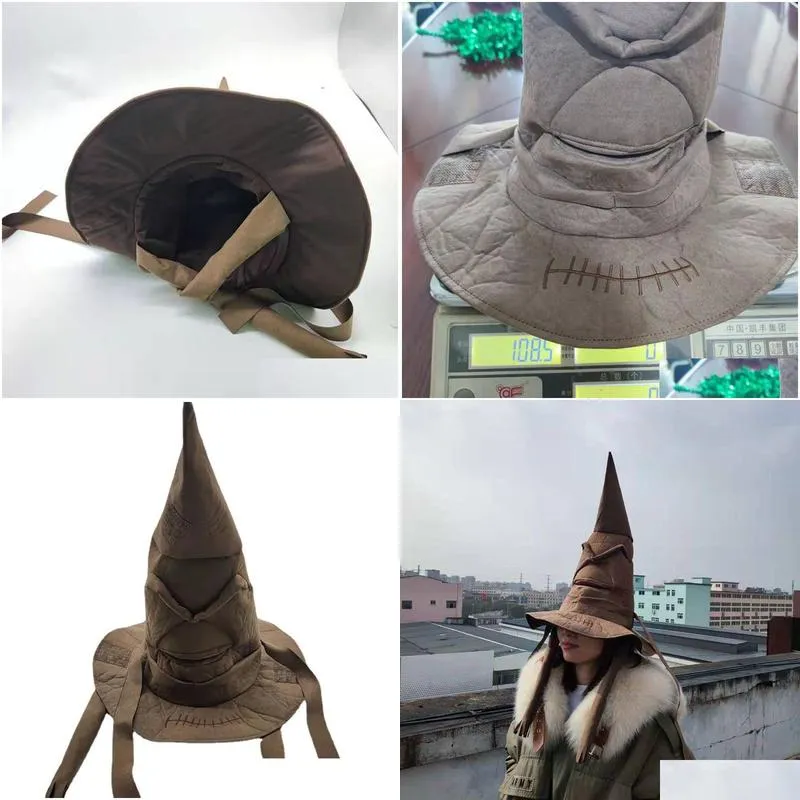 Halloween Supplies Angled Witch Hat Movies Sorting Leather Wizard Hats Party Props Cosplay Costumes Accessories Home 220720 Drop Deliv Dhdrg