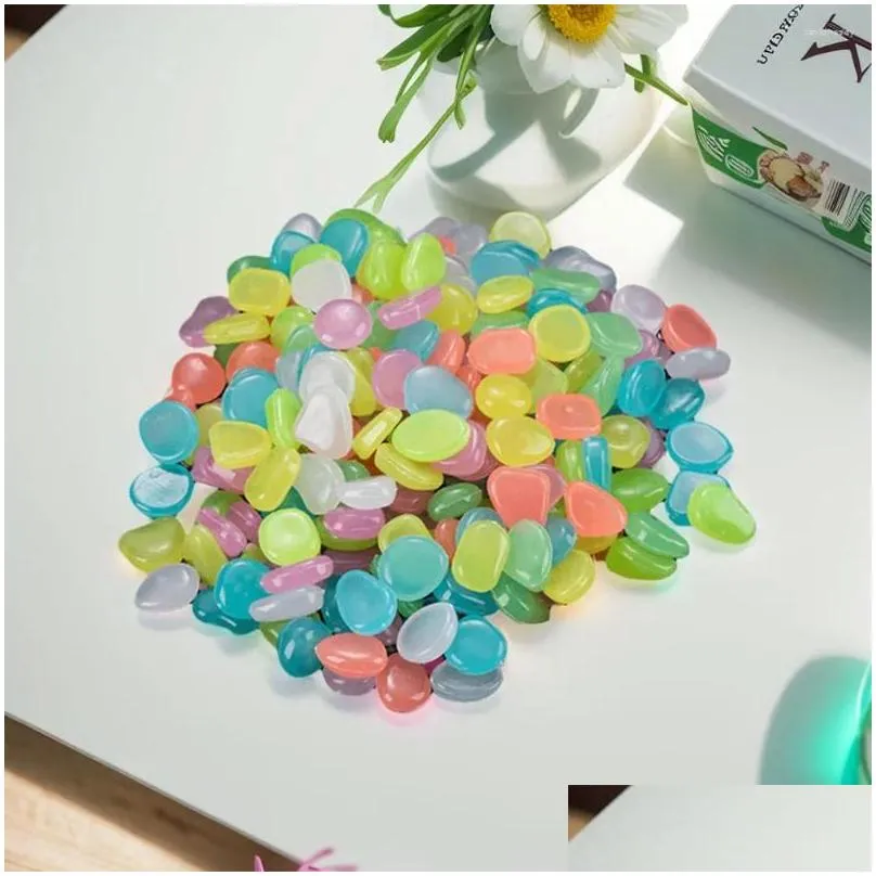 Garden Decorations 100Pcs Pebbles Multifunction Glow In The Dark Glowing Stones Rocks Reusable For Outdoor Landscaping