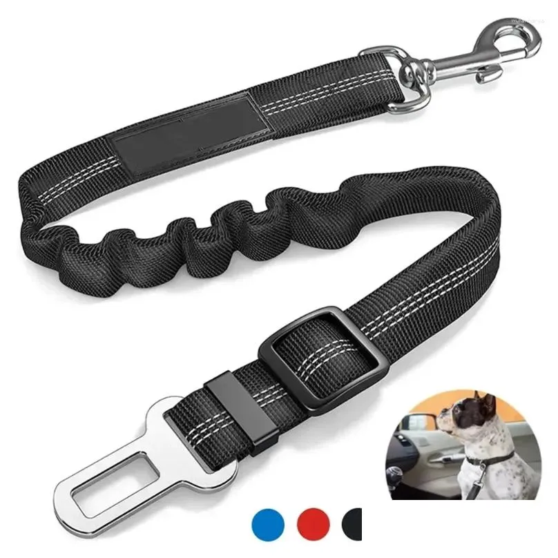 Dog Collars Tether Bungee Seatbelt For Fabric Nylon Dogs Belt Car Reflective Seat Supplies Harness Adjustable Travel Durable Pet