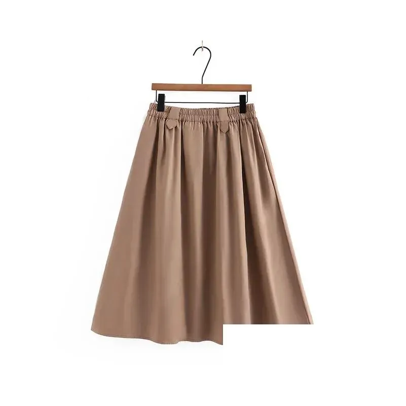 plus Size Women Skirts Oversized Curve Clothes Loose High Waist A-Line Solid Color Mid Calf Bottoms Summer 2023 j456#