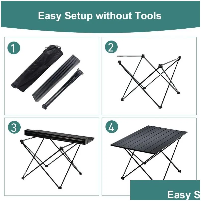 Furnishings Portable Camping Folding Table Outdoor Aluminium Alloy Furniture Travel Tables For Garden Party Picnic BBQ Camping