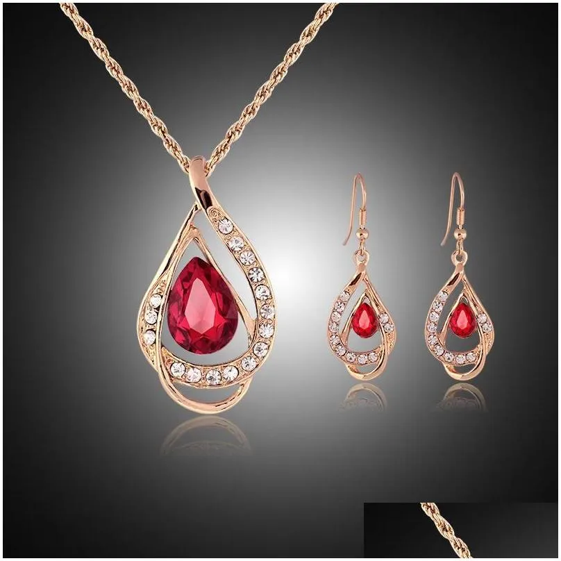 bridesmaid jewelry set solid gold earring necklace pendants beautiful australian crystal jewelry indian jewellery set party jewelry