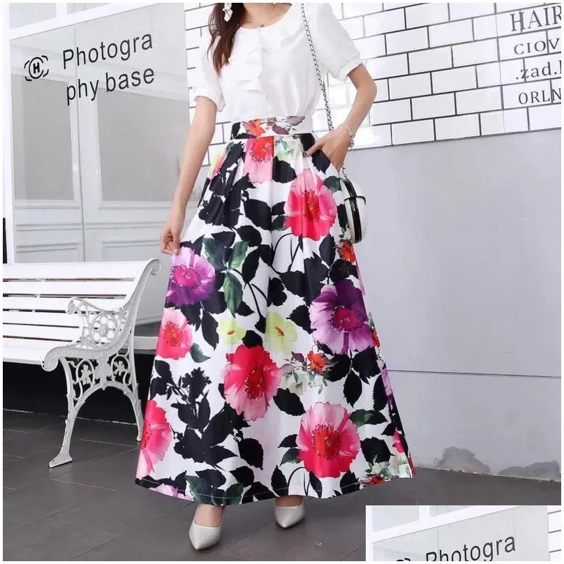 Skirts Fashion 2021 Women Clothes High Waist Floral Ankle Length Elegant Casual Ladies Bohemian Boho Women1 Drop Delivery Apparel Wom Dh0Ve