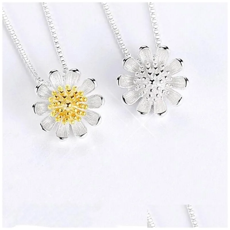 daisy necklace pendant fashion wedding jewelry lovely imitation 925 sterling silver jewelry plated silver necklaces vibrant sun flower