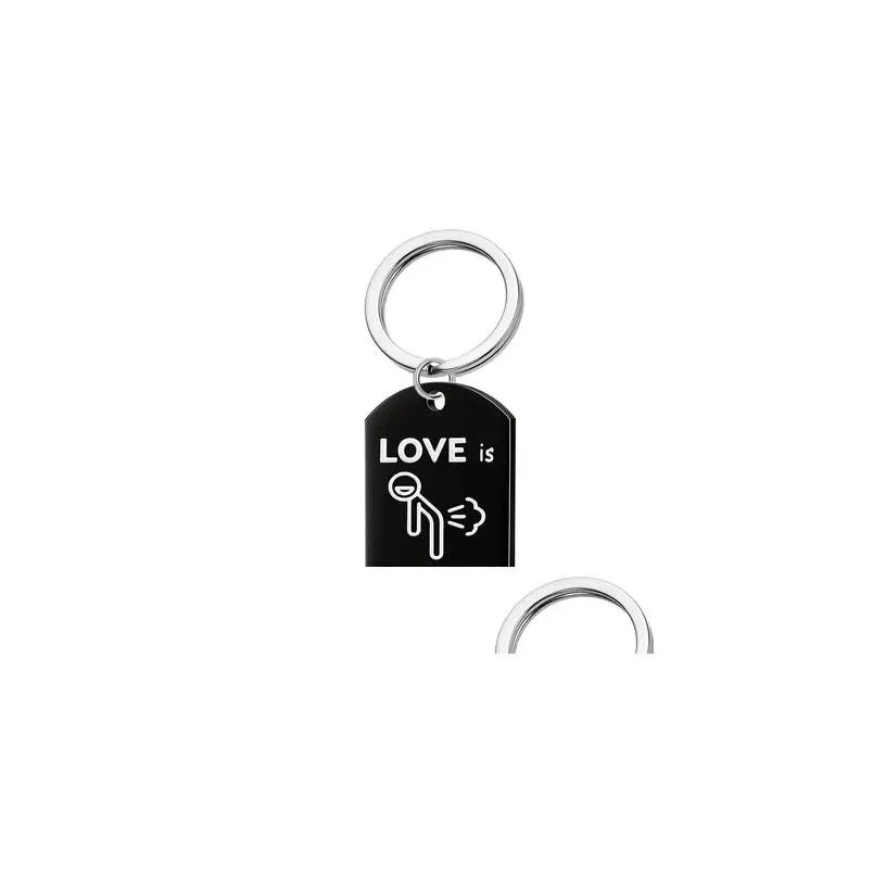 european and american stainless steel jewelry couple keychain gift necklace couple cartoon abstract love christmas gift