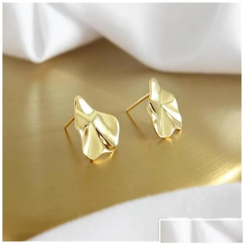 Silver Authentic 925 Sterling Sier Irregar Concave Convex Stud Earrings For Women Students New Fashion Female Geometric Earring Drop
