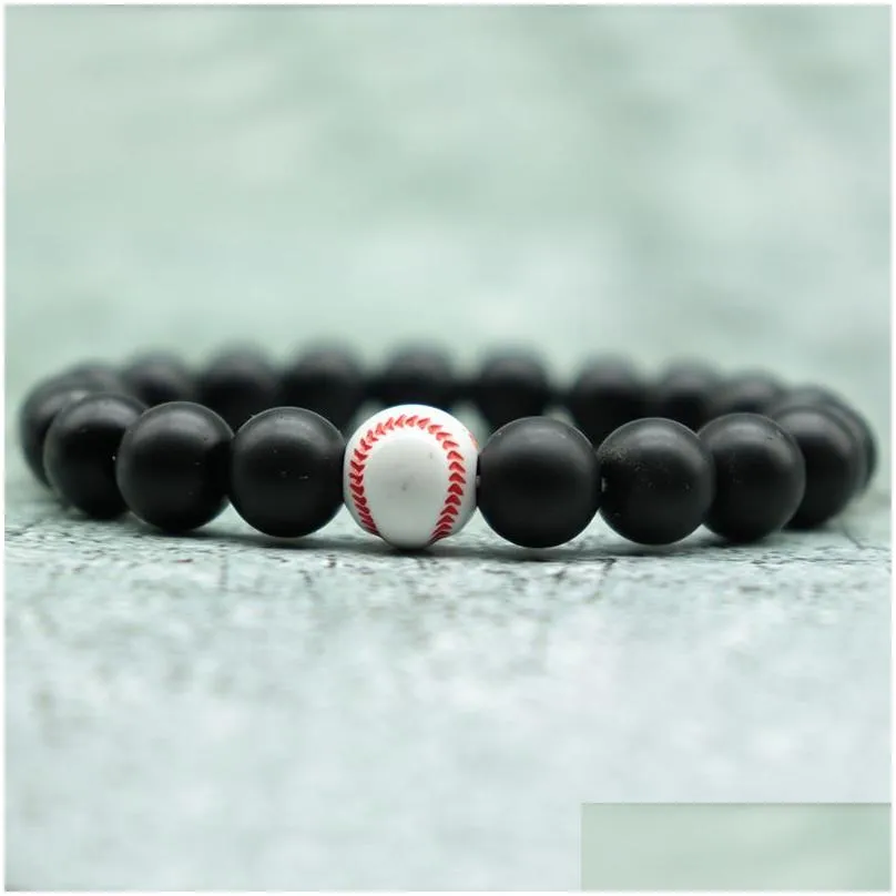 10mm beaded strands bracelet mens gym baseball basketball rugby football turquoise round beads sports bangles gifts fashion natural stone jewelry