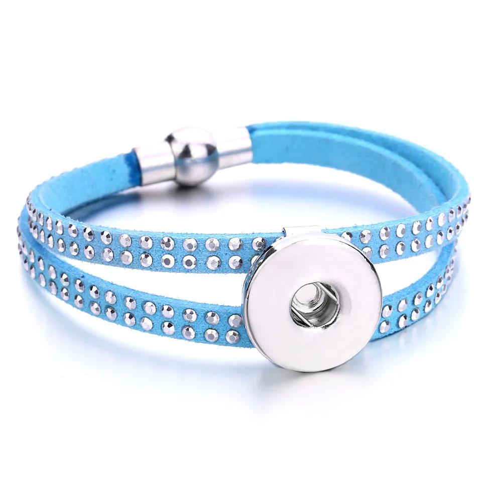 Charm Bracelets Fashion Noosa Rivca Snaps Button Pu Leather Bead Fit 18Mm Snap Buttons Folk Mti Layer Elastic Strand Beads Bracelet D Otjf3