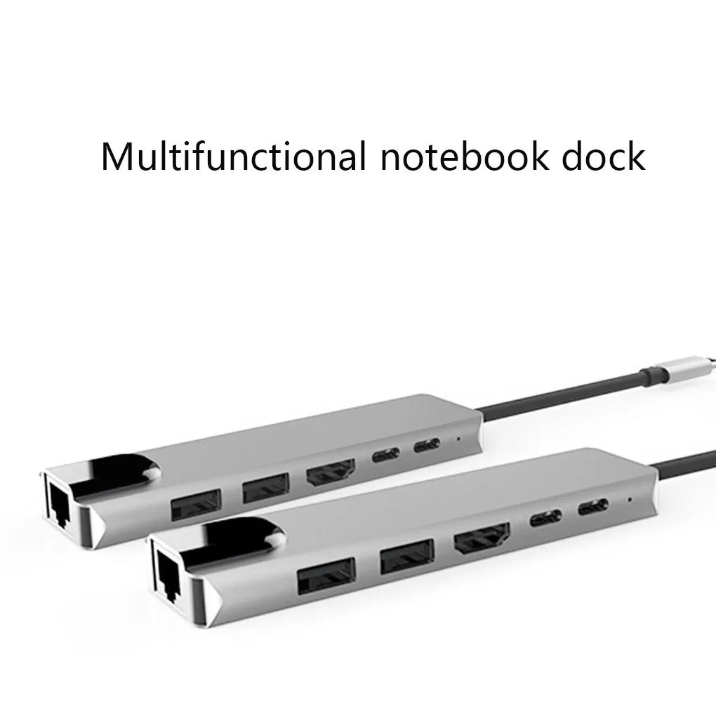 usb docking station 6 in 1 type c to hdtv multiport adapter with rj45 ethernet pd charging ports splitter for pc macbook laptops tablet htc samsung s9/s8/s10 type-c