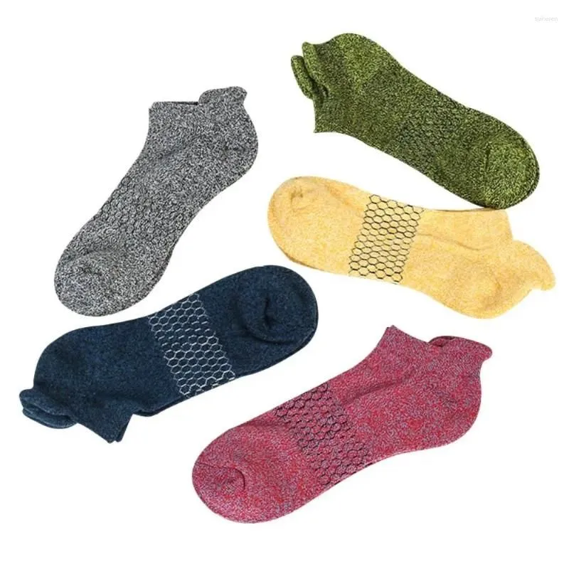 Men`s Socks Soft Ankle Fashion Cotton Absorb Sweat Athletic Antifriction Elastic Honeycomb Sports Outdoor