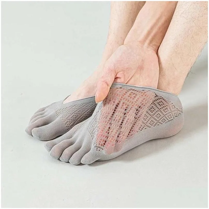 Men`s Socks Creative Five-finger Cotton Summer Super Thin Breathable Invisible Boat Sweat-absorbing Mesh