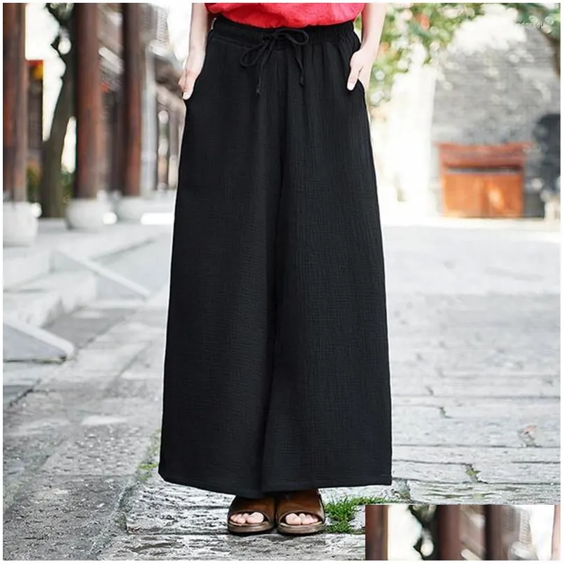 Pants Drop Women Harajuku Wide Leg Summer Cotton Linen Joggers Trouser Plus Size Vintage Sweatpants 5XL 6XL 7XL
