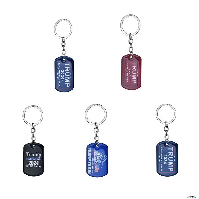 Party Favor 2024 Trump Keychain Us President Election Flag Pendant Stainless Steel Tags Save America Again Keyring Drop Delivery Home Dhmic