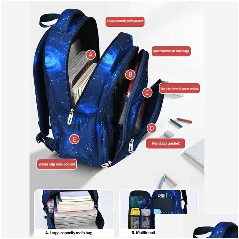 Backpacks Children School Bags Waterproof Side-Opening Boy Backpack Schoolbag For Kids Primary Student Mochilas Drop Delivery Dh6Y0