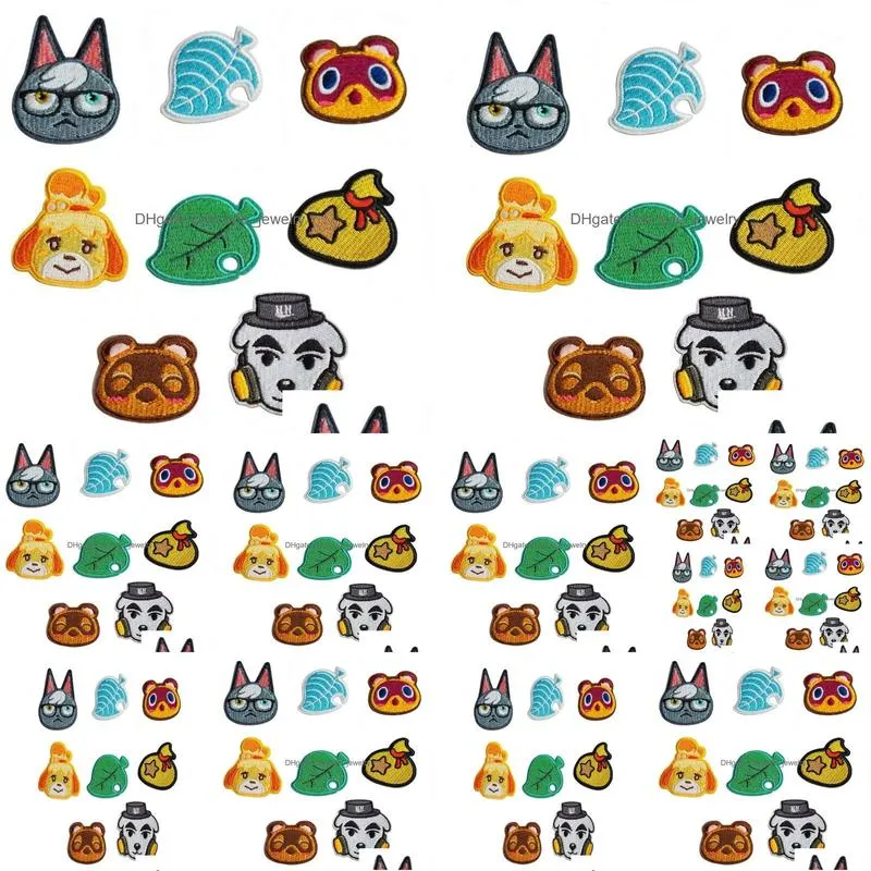 diy animal crossing iron ones for clothes jean jackets embroidery stripes stickers clothing applique decoration