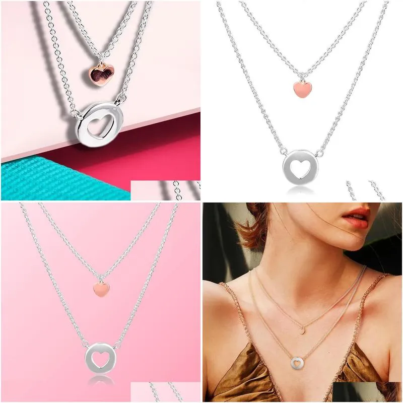 Chains Genuine 925 Sterling Sier Choker Necklaces For Women Layered Heart Necklace Party Gift Wedding Jewelry Collier Drop Delivery Dhkjc