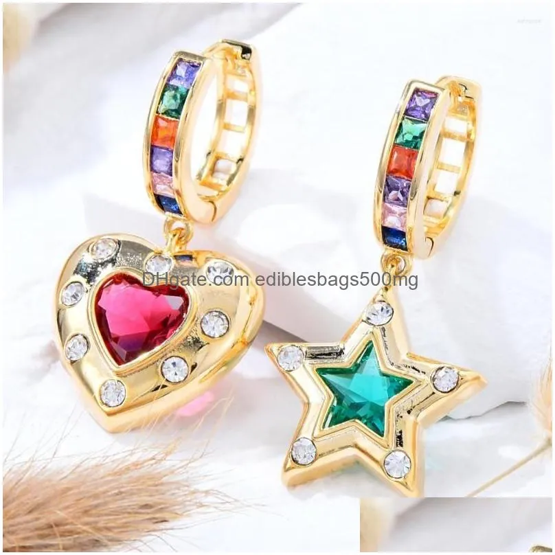 Dangle Chandelier Earrings Siscathy Trendy Luxury Cubic Zircon For Women Piercing Heart Star Asymmetrical Earring Party Prom Jewelr Dhyz2