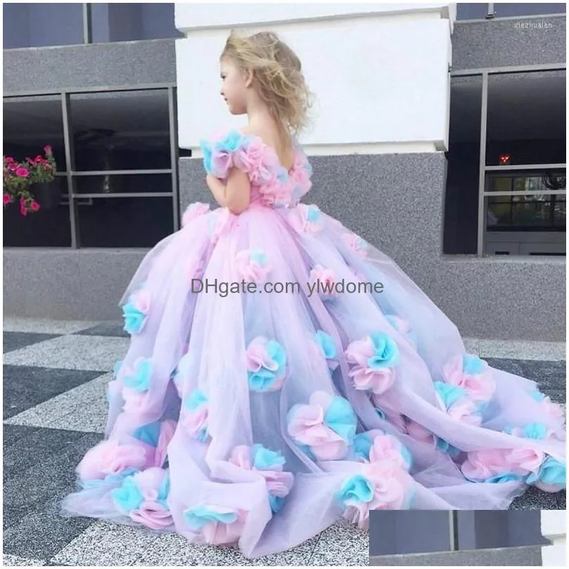 Girl`S Dresses Girl 2022 Floral Ball Gown Flower Ruffle Combined Colorf Hand Made Pageant Gowns Custom First Communi Drop Delivery Bab Dhqny