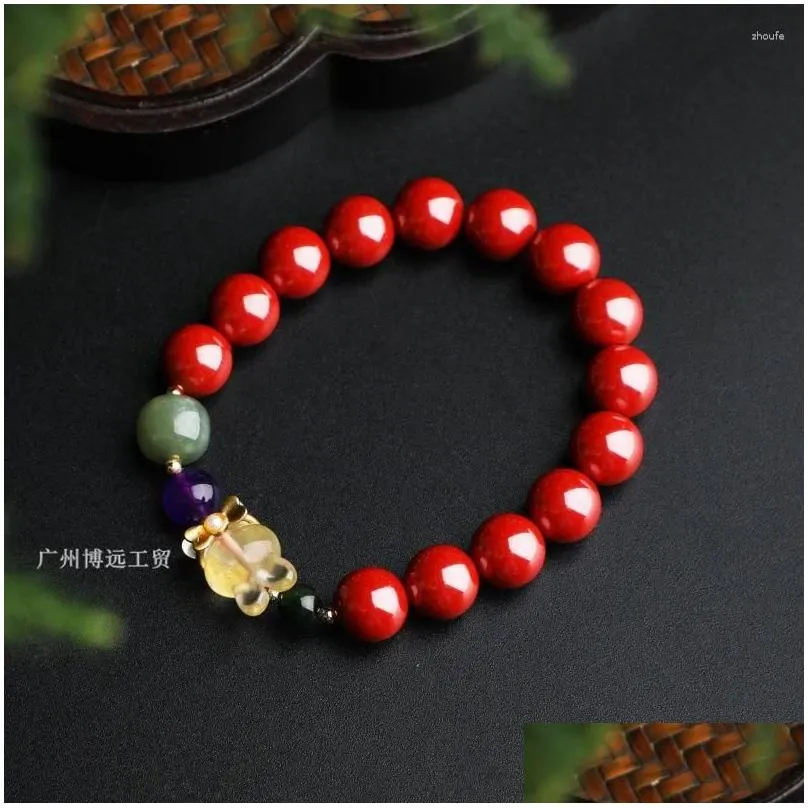 Charm Bracelets Natural Raw Mineral Cinnabar High Content Of Emperor`s Bracelet Yellow Crystal Female Born Year