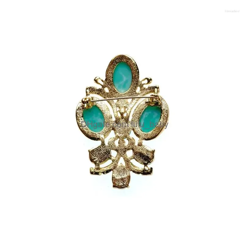 stud earrings european and american simple natural stone turquoise brooch
