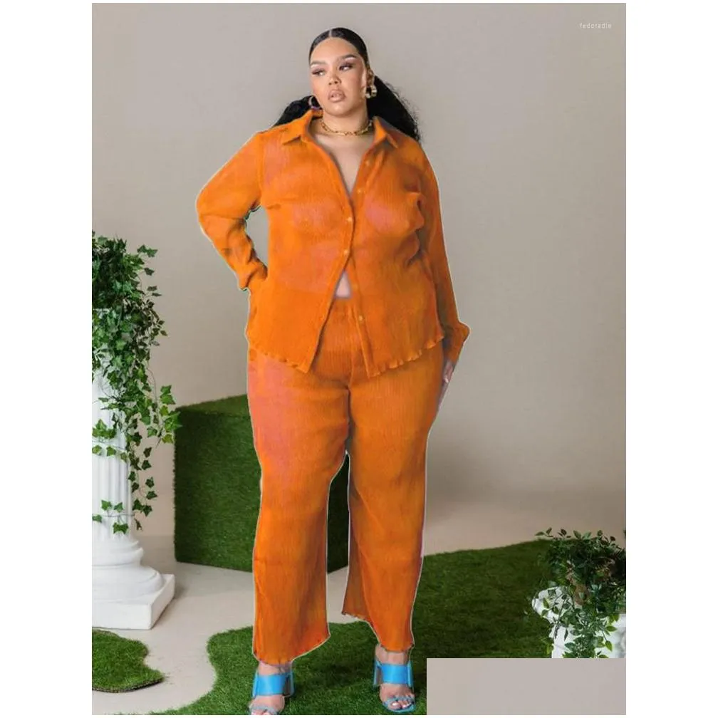 Tracksuits 2-piece Women Set Summer Clothes Green Shirt Blouse And Pants Streetwear Plus Size 5xl Outfits Wholesale Bulk Drop