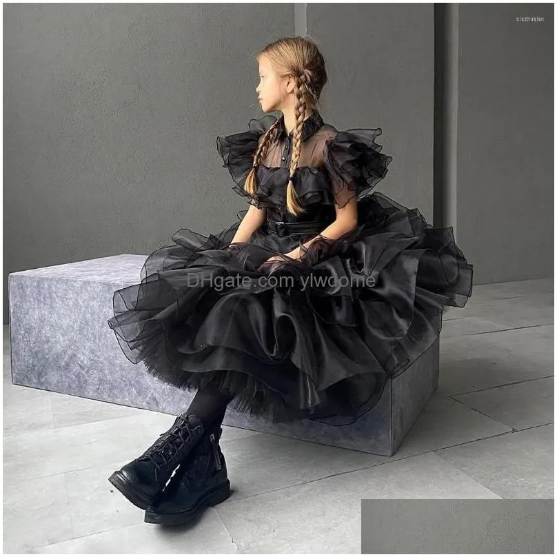 Girl`S Dresses Girl Cap Sleeves American Comedy Pageant Dress Little Girls Floor Length Organza Puffy Gown For Birthday Ceremony Drop Dhepl