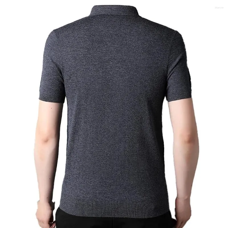 Men`s Polos Polo Collar Thin Short Sleeve Sweater Pure Wool Spring And Summer Knitted Shirts
