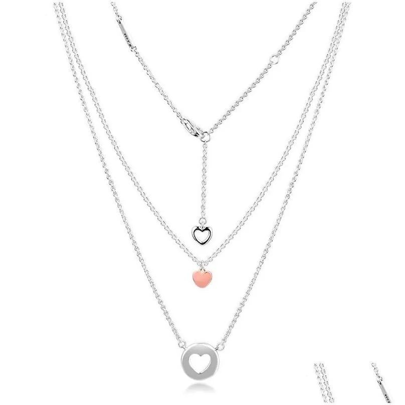 Chains Genuine 925 Sterling Sier Choker Necklaces For Women Layered Heart Necklace Party Gift Wedding Jewelry Collier Drop Delivery Dhkjc