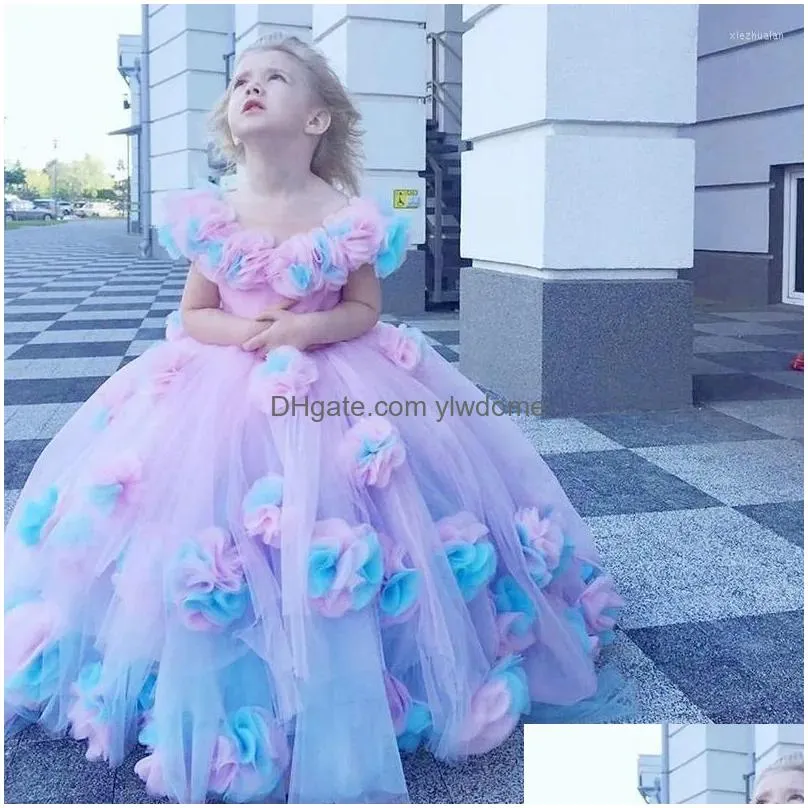 Girl`S Dresses Girl 2022 Floral Ball Gown Flower Ruffle Combined Colorf Hand Made Pageant Gowns Custom First Communi Drop Delivery Bab Dhqny
