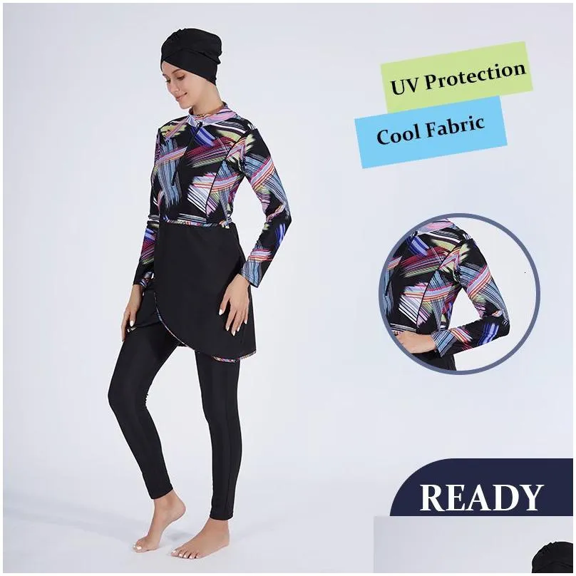 Women`s Swimwear Muslim Swimwear Modest Swimsuit For Women Hijab Swimming Suit Full Cover Ups Islamic Fashion Long Sleeve Swim Bathing