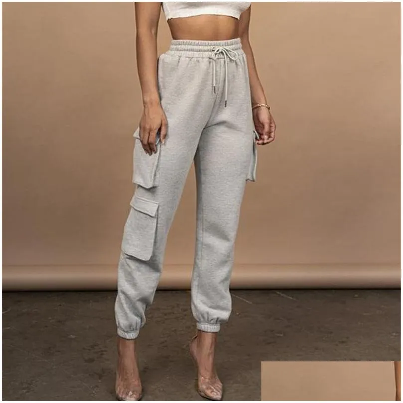 Women`s Pants Capris Spring Autumn Vintage Patchwork Joggers Sweatpants Harajuku Woman Trousers Elastics High Waist Solid 5 Colors