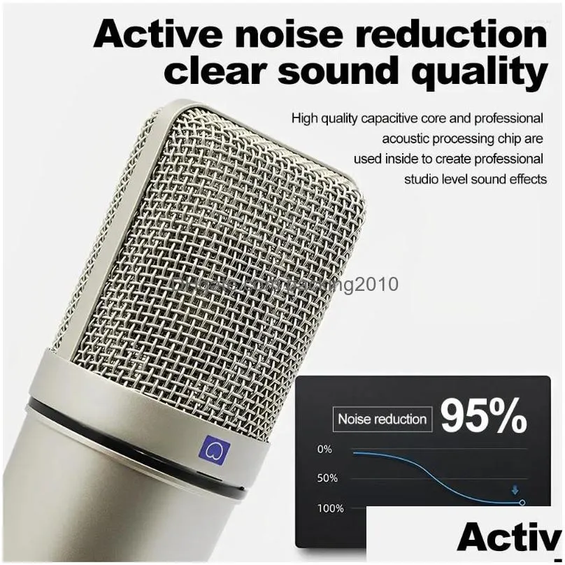 Microphones Metal Professional Condenser Microphone U87 Studio For Computer Gaming Recording Singing Podcast Sound Card Youtube Drop Dhnj1