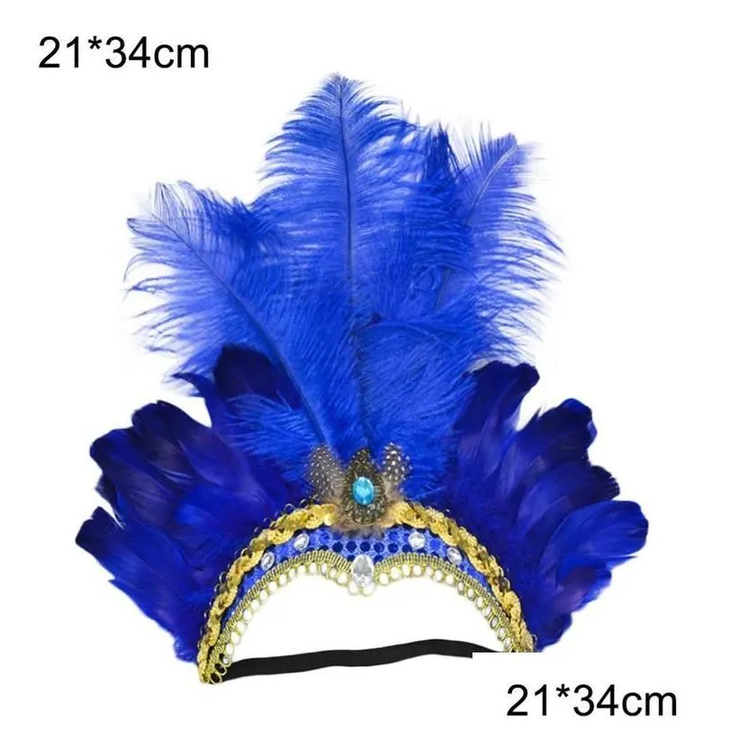 Halloween Supplies Women Sequins Feather Headband Show Dancing Party Headpiece 220720 Drop Delivery Toys Gifts Novelty Gag Dh6Di