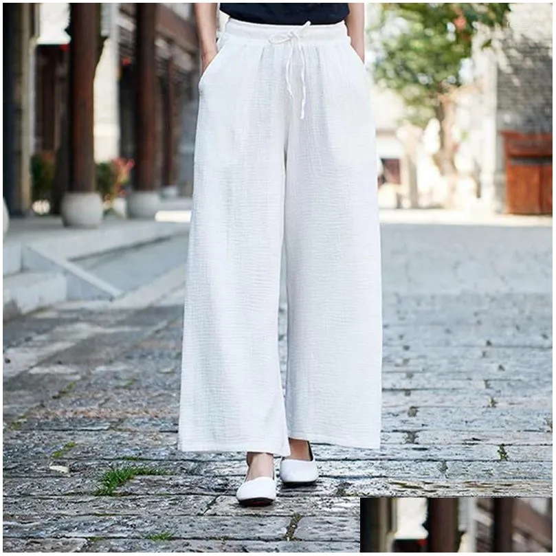 Pants Drop Women Harajuku Wide Leg Summer Cotton Linen Joggers Trouser Plus Size Vintage Sweatpants 5XL 6XL 7XL