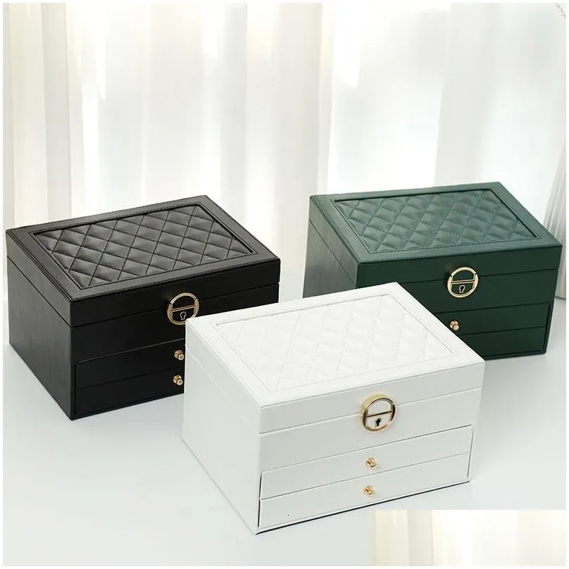 Jewelry Boxes We Box With Watch Pillow 3-Layer Large Capacity Casket Organizer Earring Holder Storage Drop Delivery Dhmfc