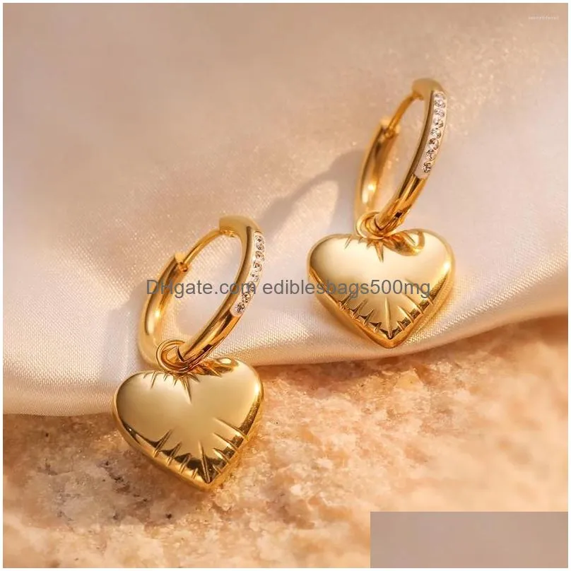 Dangle Chandelier Earrings Mafisar 316L Stainless Steel Gold Color Heart Shape Drop For Women Trendy Zircon Non-Fading Ear Jewelry Dhnib