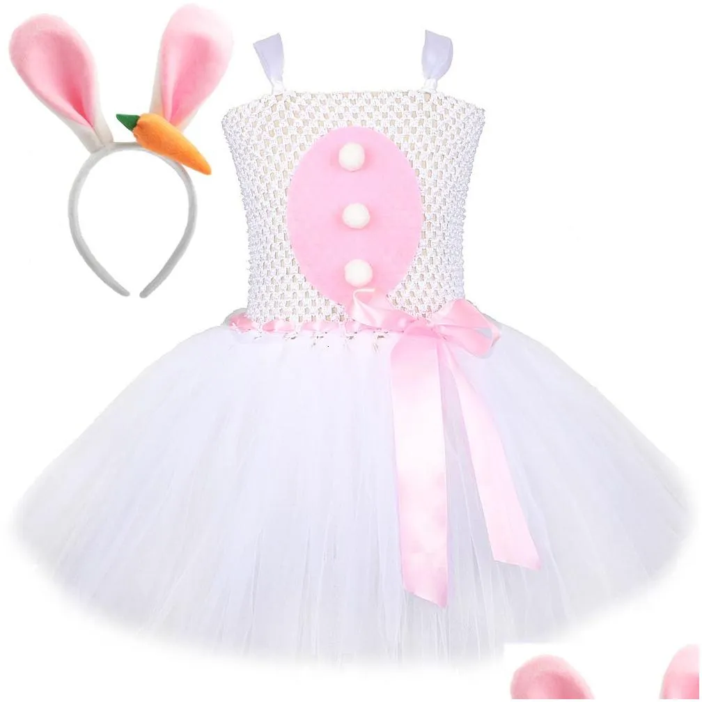 Girl`S Dresses Girls Baby Easter Bunny Tutu Dress For Kids Rabbit Cosplay Costumes Toddler Girl Birthday Party Tle Outfit Holiday Clot Dh3Gn
