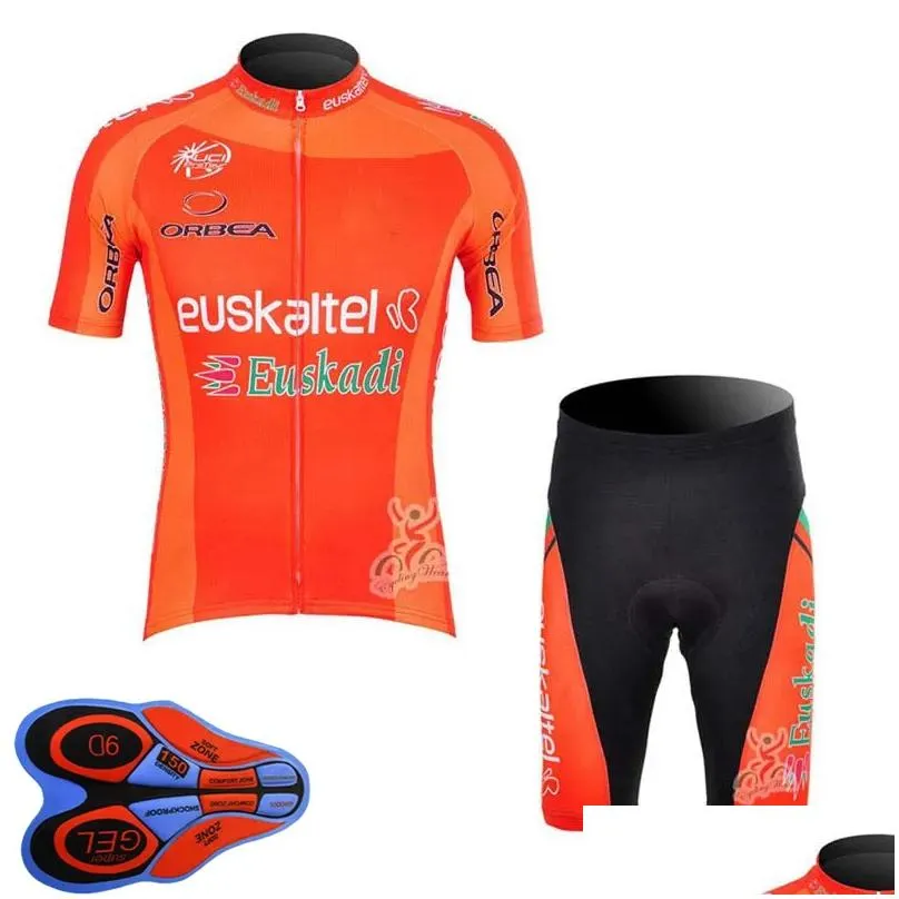 Sets EUSKALTEL Team Ropa Ciclismo Breathable Mens cycling Short Sleeve Jersey (Bib) Shorts Set Summer Road Racing Clothing Outdoor