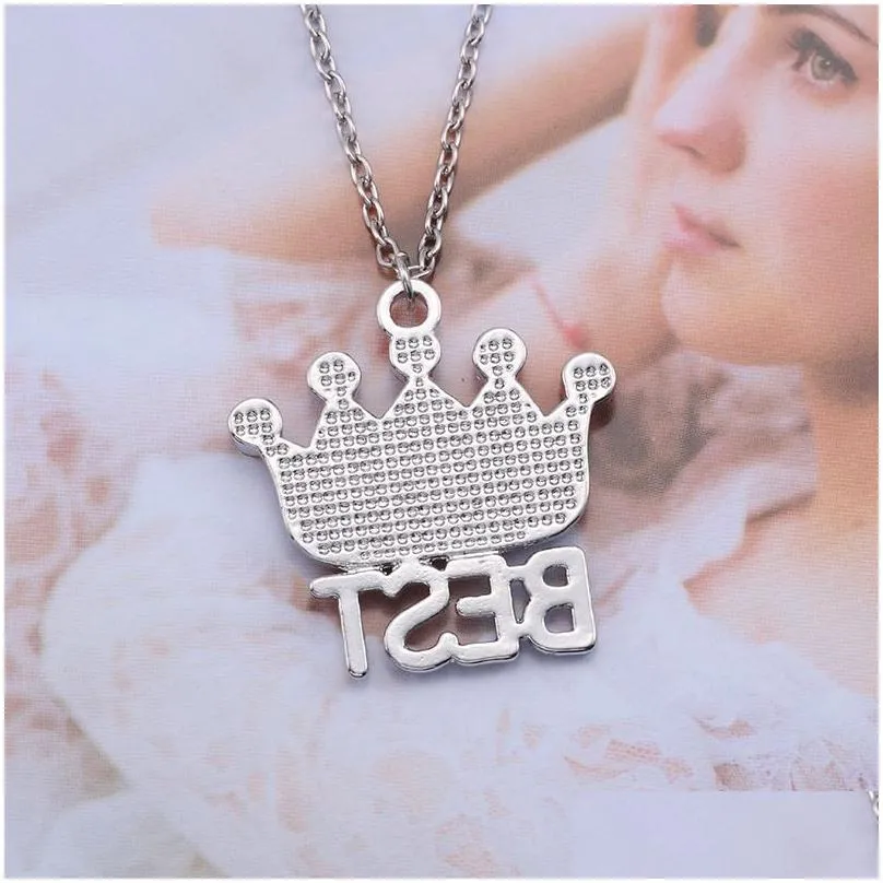 fashion creative friend friends girlfriends crown necklace birthday gift pendant letter accessories friend necklace