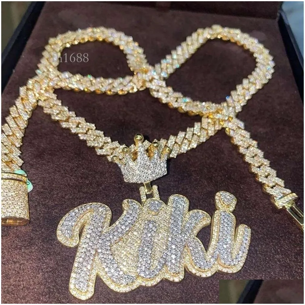 Custom Bust Down Iced Out Gra Certificate Lab Diamond Vvs Moissanite Diamond Custom Name Necklaces